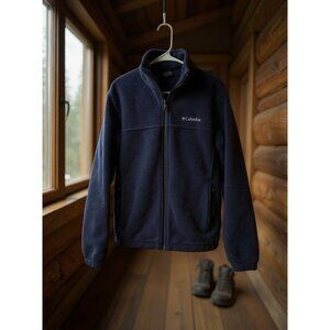 Columbia Mens Medium Black Full-Zip Fleece Jacket With Pockets‎
